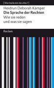 Die Sprache der Rechten. Wie sie reden und was sie sagen - Heidrun Deborah Kämper