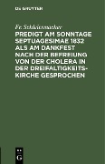 Cover-Bild zum Titel 'Predigt am Sonntage Septuagesimae 1832 als am Dankfest nach der Befreiung von der Cholera in der Dreifaltigkeitskirche gesprochen' von 'Fr. Schleiermacher'