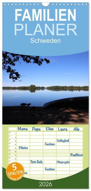 Familienplaner 2026 - Schweden 2026 mit 5 Spalten (Wandkalender, 21 x 45 cm) CALVENDO - Astrid Rieger