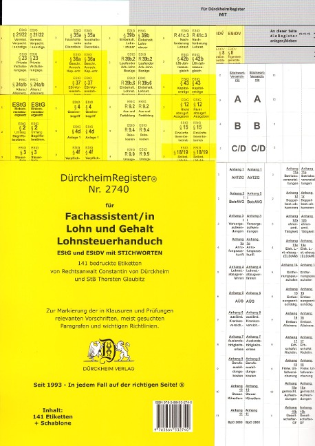 DürckheimRegister® BMF-Lohnsteuerhandbuch/EStG. Fachassistent Lohn und Gehalt (2022) - 