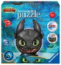 Ravensburger 3D Puzzle 11145 - Puzzle-Ball Dragons 3 Ohnezahn mit Ohren- 72 Teile - Puzzle-Ball für Fans von Dragons ab 6 Jahren - 