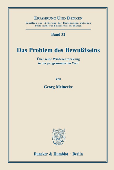 Das Problem des Bewußtseins. - Georg Meinicke