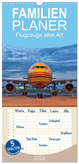Familienplaner 2026 - Flugzeuge aller Art mit 5 Spalten (Wandkalender, 21 x 45 cm) CALVENDO - Matthias Merz