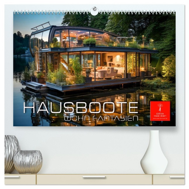 Hausboote Wohn Fantasien (hochwertiger Premium Wandkalender 2026 DIN A2 quer), Kunstdruck in Hochglanz - Peter Roder