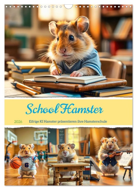 School Hamster - Eifrige KI Hamster präsentieren ihre Hamsterschule (Wandkalender 2026 DIN A3 hoch), CALVENDO Monatskalender - Fred Schimak