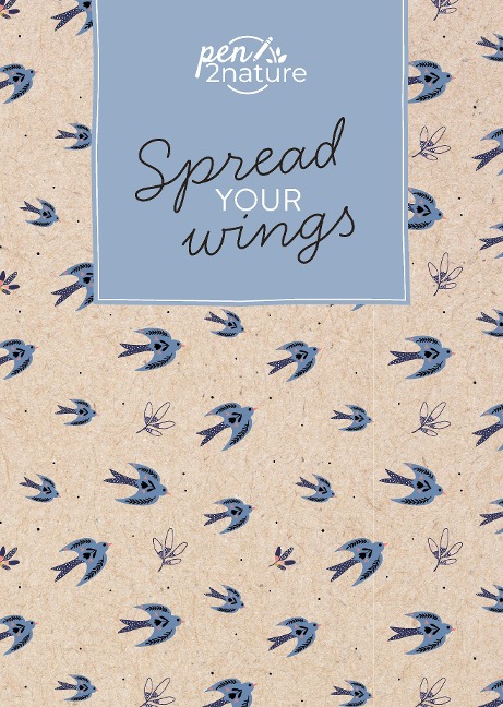 Spread Your Wings . Nachhaltiges Notizbuch in A5 mit Hardcover und Vogel-Motiv - Pen2nature