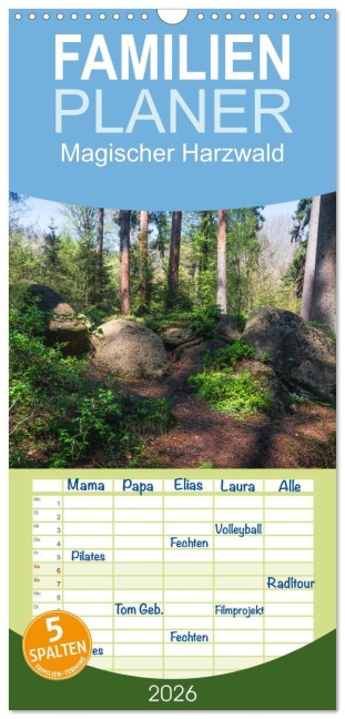 Familienplaner 2026 - Magischer Harzwald mit 5 Spalten (Wandkalender, 21 x 45 cm) CALVENDO - Steffen Gierok-Latniak