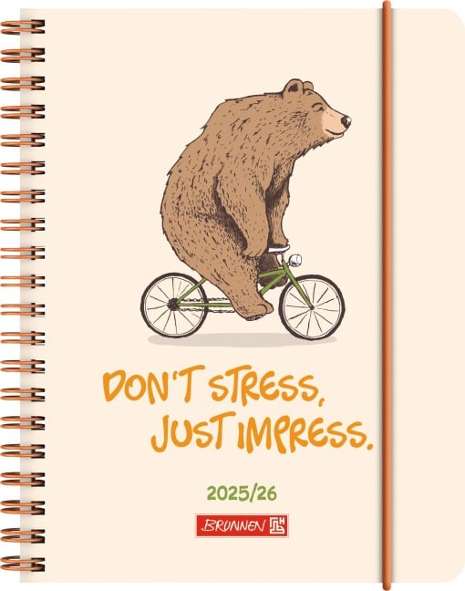 BRUNNEN Schülerkalender (2025/2026) "Bear", 2 Seiten = 1 Woche, A6, 208 Seiten, PP-Umschlag, mehrfarbig - 