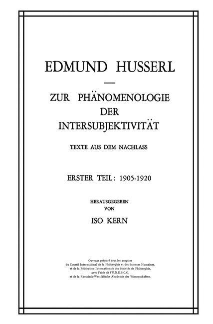 Zur Phänomenologie der Intersubjektivität - Kern, Edmund Husserl