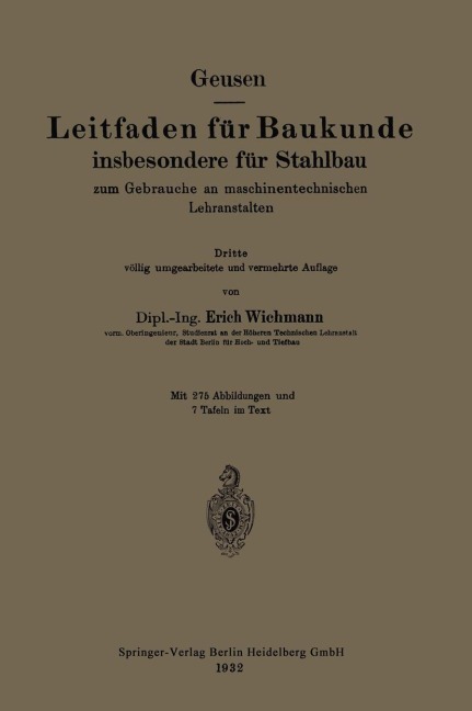 Leitfaden für Baukunde insbesondere für Stahlbau - Leonhard Geusen, Erich Wichmann