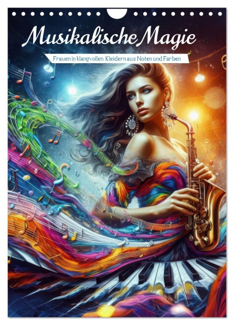 Musikalische Magie - Frauen in klangvollen Kleidern aus Noten und Farbe (Wandkalender 2026 DIN A4 hoch), CALVENDO Monatskalender - Fotodesign Verena Scholze