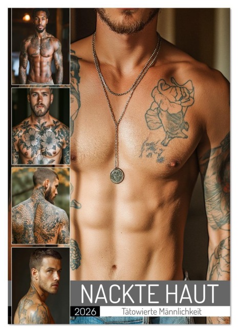 NACKTE HAUT - Tätowierte Männlichkeit (Tischkalender 2026 DIN A5 hoch), CALVENDO Monatskalender - Mb Fotografie