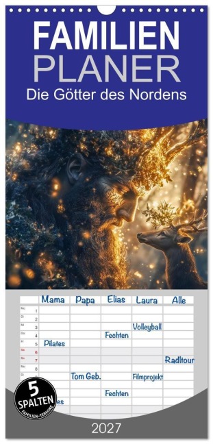 Familienplaner 2027 - Die Götter des Nordens mit 5 Spalten (Wandkalender, 21 x 45 cm) CALVENDO - Steffen Gierok-Latniak
