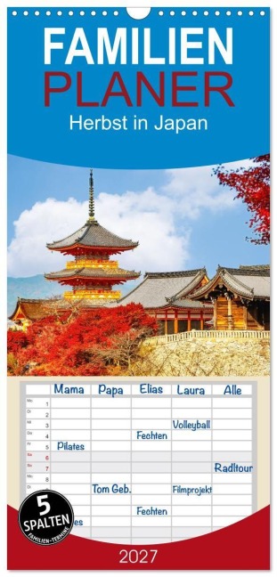 Familienplaner 2027 - Herbst in Japan mit 5 Spalten (Wandkalender, 21 x 45 cm) CALVENDO - Nina Schwarze