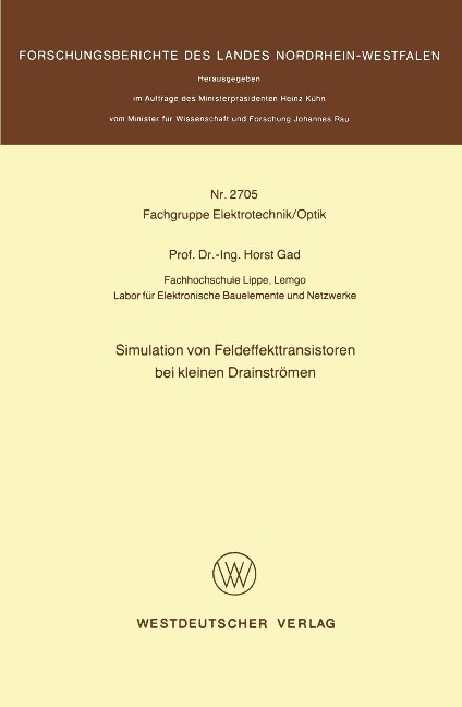 Simulation von Feldeffekttransistoren bei kleinen Drainströmen - Horst Gad