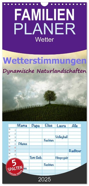 Familienplaner 2025 - Wetterstimmungen. Dynamische Naturlandschaften mit 5 Spalten (Wandkalender, 21 x 45 cm) CALVENDO - Liselotte Brunner-Klaus