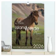Cover-Bild zum Titel 'Mein ISLANDPFERDE Planer - Geburtstage, Hof-Feste, Turniere (hochwertiger Premium Wandkalender 2026 DIN A2 hoch), Kunstdruck in Hochglanz' von 'Irma van der Wiel www. kalender-atelier. de'