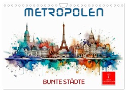 Skylines - bunte Städte (Wandkalender 2026 DIN A4 quer), CALVENDO Monatskalender - Peter Roder