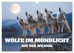 Cover-Bild zum Titel 'Wölfe im Mondlicht - Ruf der Wildnis (Wandkalender 2026 DIN A3 quer), CALVENDO Monatskalender' von 'Mb Fotografie'