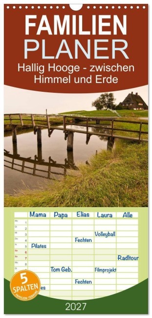 Familienplaner 2027 - Hallig Hooge - zwischen Himmel und Erde mit 5 Spalten (Wandkalender, 21 x 45 cm) CALVENDO - Jürgen Lüftner
