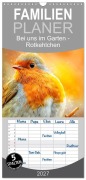Cover-Bild zum Titel 'Familienplaner 2027 - Bei uns im Garten - Rotkehlchen mit 5 Spalten (Wandkalender, 21 x 45 cm) CALVENDO' von 'Peter Roder'