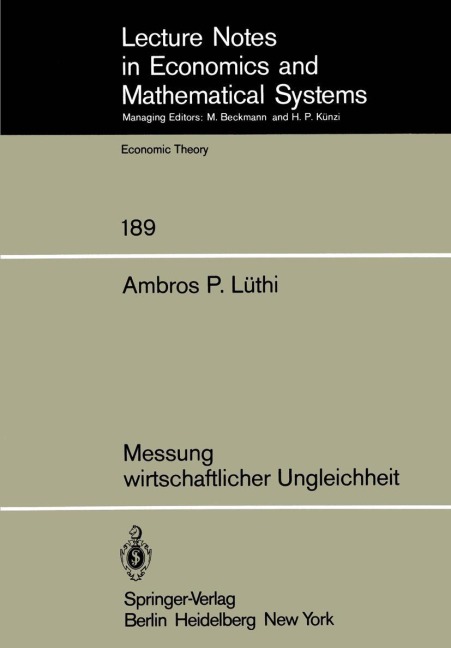 Messung wirtschaftlicher Ungleichheit - A. P. Lüthi