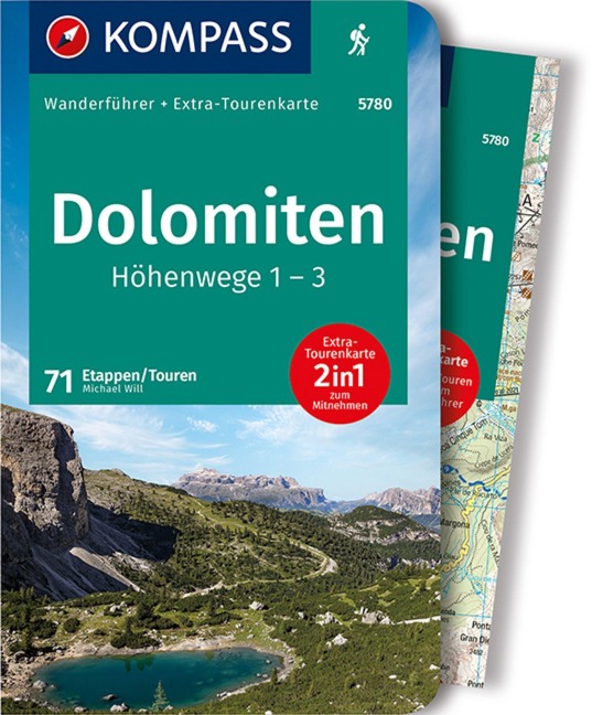 KOMPASS Wanderführer Dolomiten Höhenweg 1 bis 3, 71 Touren - Michael Will