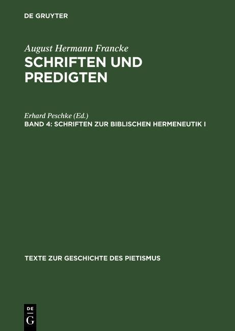 Schriften zur biblischen Hermeneutik I - 