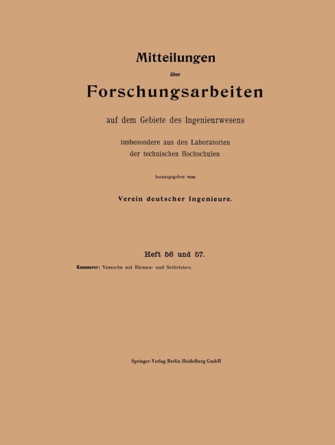 Versuche mit Riemen- und Seiltrieben - Otto Kammerer