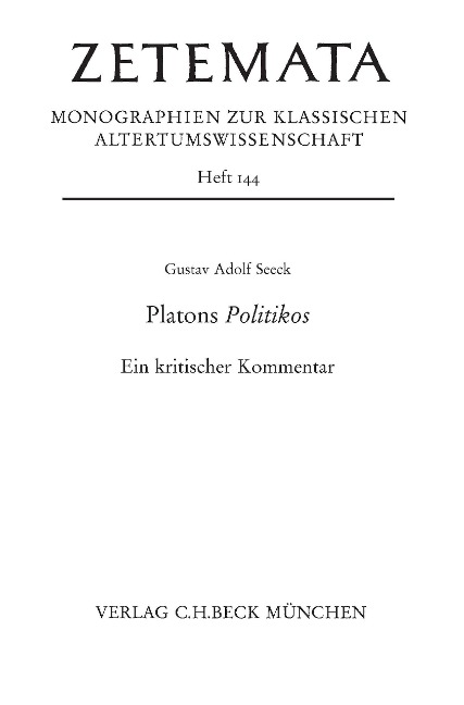Platons Politikos - Gustav Adolf Seeck