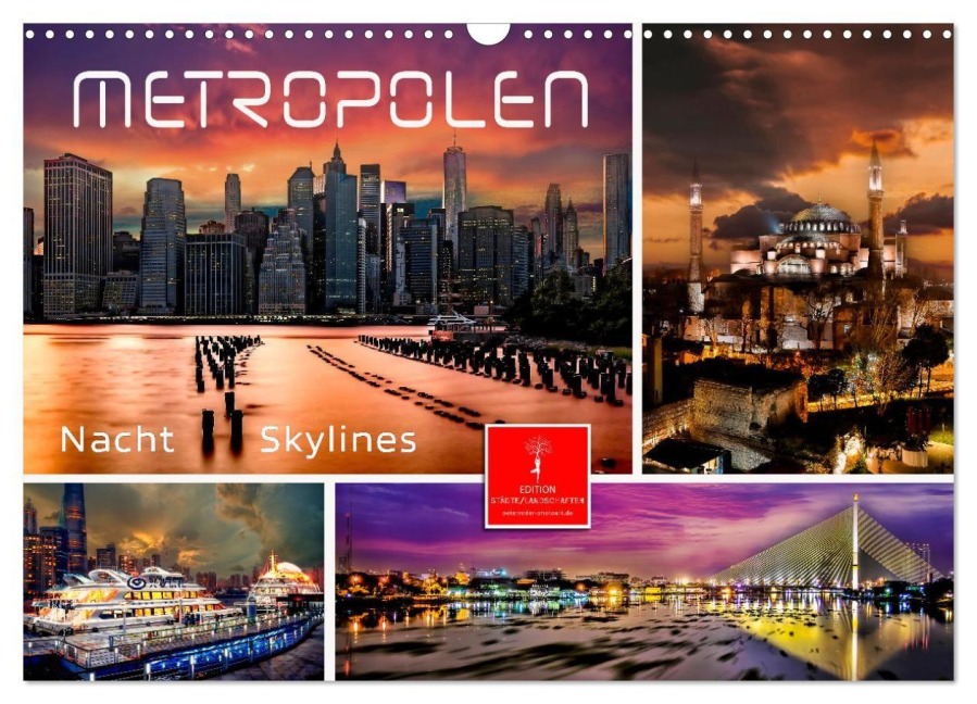 Metropolen - Nacht Skylines (Wandkalender 2027 DIN A3 quer), CALVENDO Monatskalender - Peter Roder