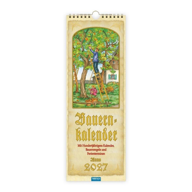 TRÖTSCH - Maxi-Streifenkalender Bauernkalender 2027 mit Hundertjährigem Kalender, Bauernregeln und Ferienterminen - 