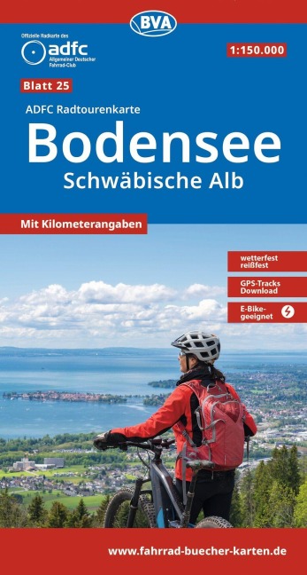 BVA ADFC Radtourenkarte Bodensee Schwäbische Alb 1:150.000 - 