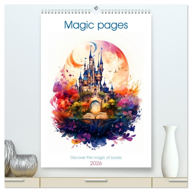Magic pages - Discover the magic of books (High Quality Premium Wall Calendar 2026 DIN A2 portrait),CALVENDO 12 Month Wall Calendar - Rupert Kowalski