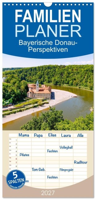 Familienplaner 2027 - Bayerische Donau-Perspektiven mit 5 Spalten (Wandkalender, 21 x 45 cm) CALVENDO - Hanna Wagner