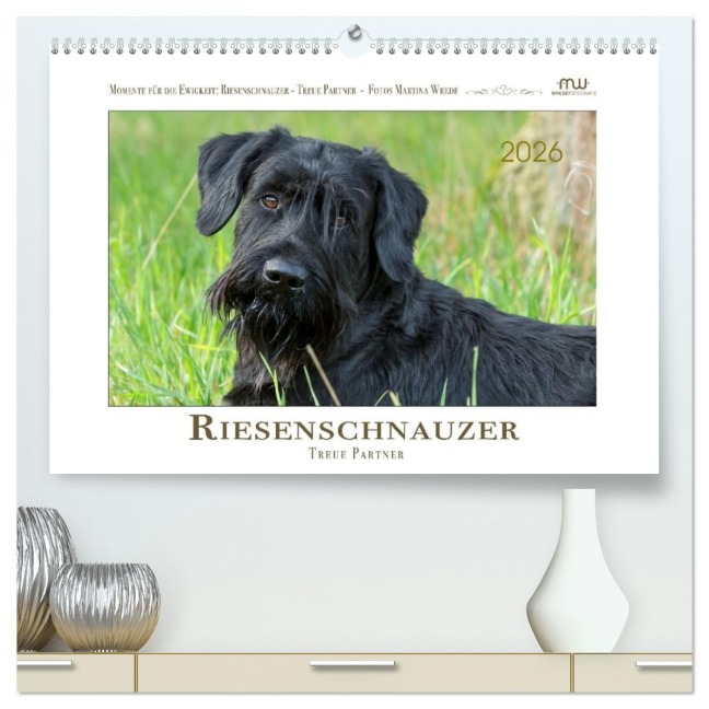 Riesenschnauzer - Treue Partner (hochwertiger Premium Wandkalender 2026 DIN A2 quer), Kunstdruck in Hochglanz - Martina Wrede