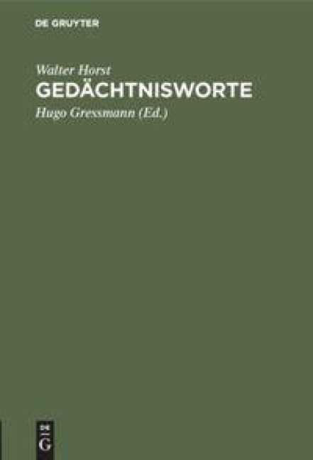 Gedächtnisworte - Walter Horst