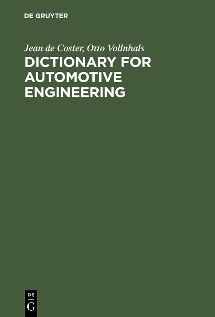 Dictionary for Automotive Engineering - Jean De Coster, Otto Vollnhals