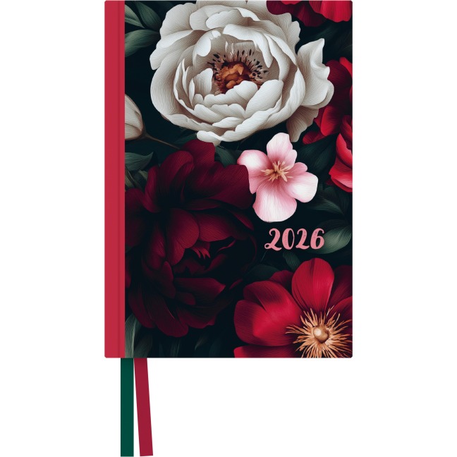 Dark Flowers Taschenkalender 2026 - Blumen-Design - Terminplaner mit Wochenkalendarium - Format 11,3 x 16,3 cm - 
