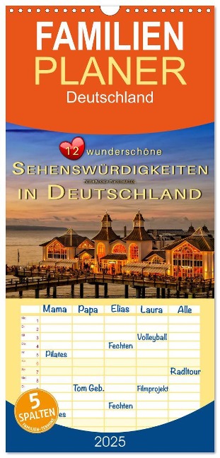 Familienplaner 2025 - 12 wunderschöne Sehenswürdigkeiten in Deutschland mit 5 Spalten (Wandkalender, 21 x 45 cm) CALVENDO - Peter Roder