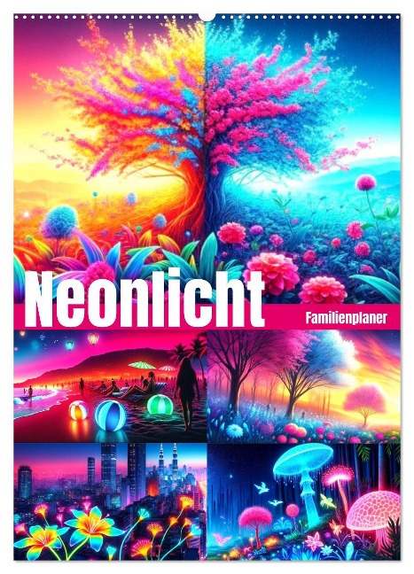 Neonlicht Familienplaner (Wandkalender 2025 DIN A2 hoch), CALVENDO Monatskalender - Marco Warstat