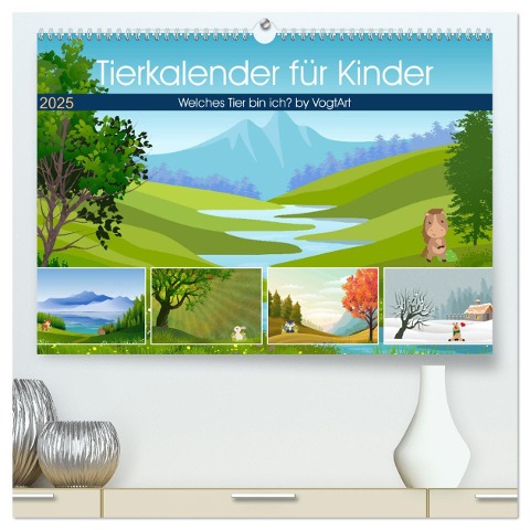 Tierkalender für Kinder (hochwertiger Premium Wandkalender 2025 DIN A2 quer), Kunstdruck in Hochglanz - VogtArt VogtArt