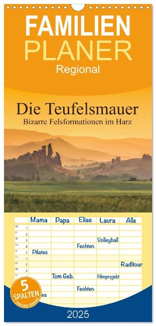 Familienplaner 2025 - Die Teufelsmauer - Bizarre Felsformationen im Harz mit 5 Spalten (Wandkalender, 21 x 45 cm) CALVENDO - LianeM LianeM