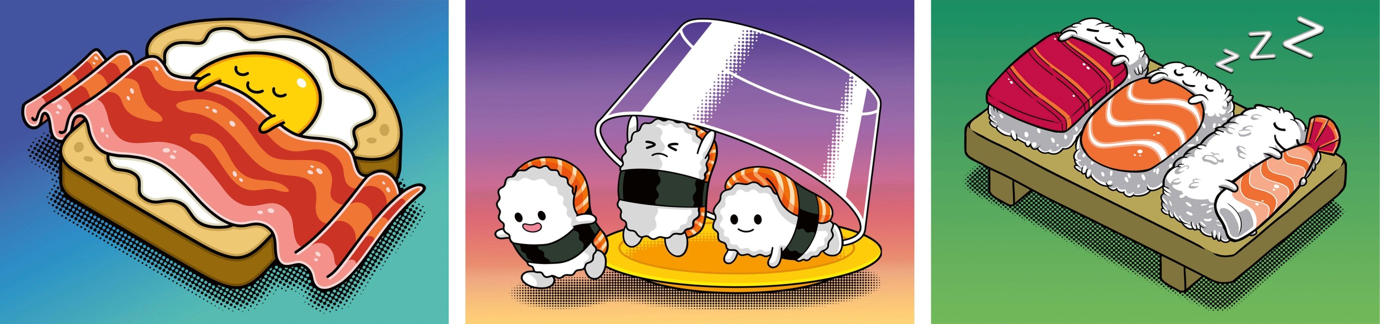 Minipuzzle-Trio 100 Teile - Kawaii Breakfast, Lunch & Dinner - 