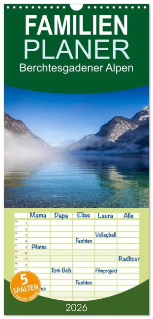 Familienplaner 2026 - Berchtesgadener Alpen - Land von Watzmann und Königssee mit 5 Spalten (Wandkalender, 21 x 45 cm) CALVENDO - Christian Müringer