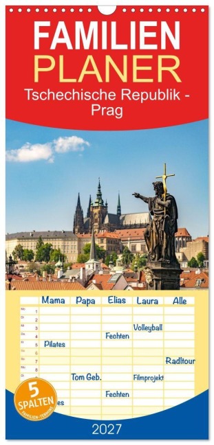 Familienplaner 2027 - Tschechische Republik - Prag mit 5 Spalten (Wandkalender, 21 x 45 cm) CALVENDO - Peter Schickert