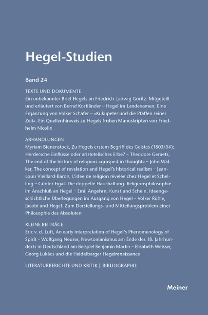 Hegel-Studien Band 24 - 