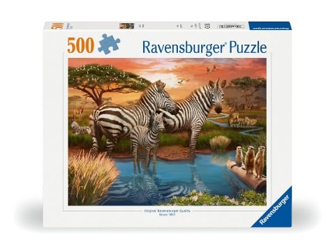Erwachsenenpuzzle 500 Teile - Zebras am Wasserloch - 
