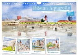 Cover-Bild zum Titel 'Büsum Aquarelle - Liebevolle Impressionen des beliebten Nordseebads (Wandkalender 2026 DIN A4 quer), CALVENDO Monatskalender' von 'Michaela Schimmack'