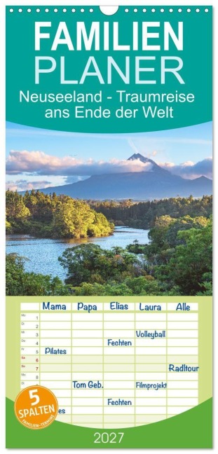 Familienplaner 2027 - Neuseeland - Traumreise ans Ende der Welt mit 5 Spalten (Wandkalender, 21 x 45 cm) CALVENDO - Jean Claude Castor I 030mm-Photography